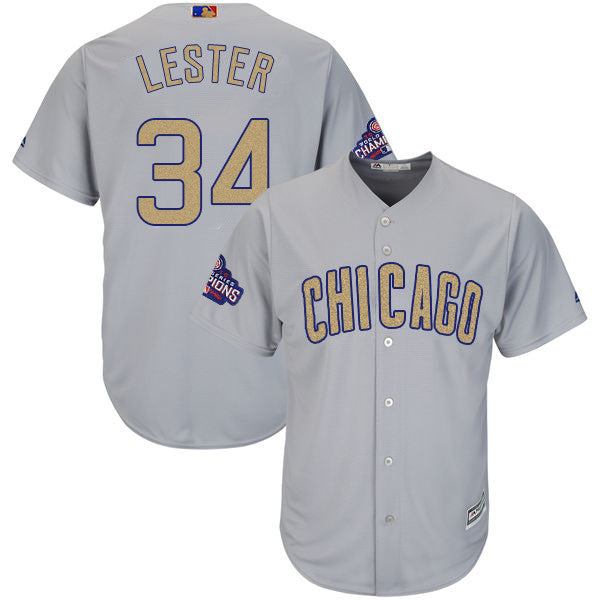 Jon Lester World Series Champions Chicago Cubs gold jersey