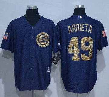 Jake Arrieta Denim Chicago Cubs blue Salute To Service jersey