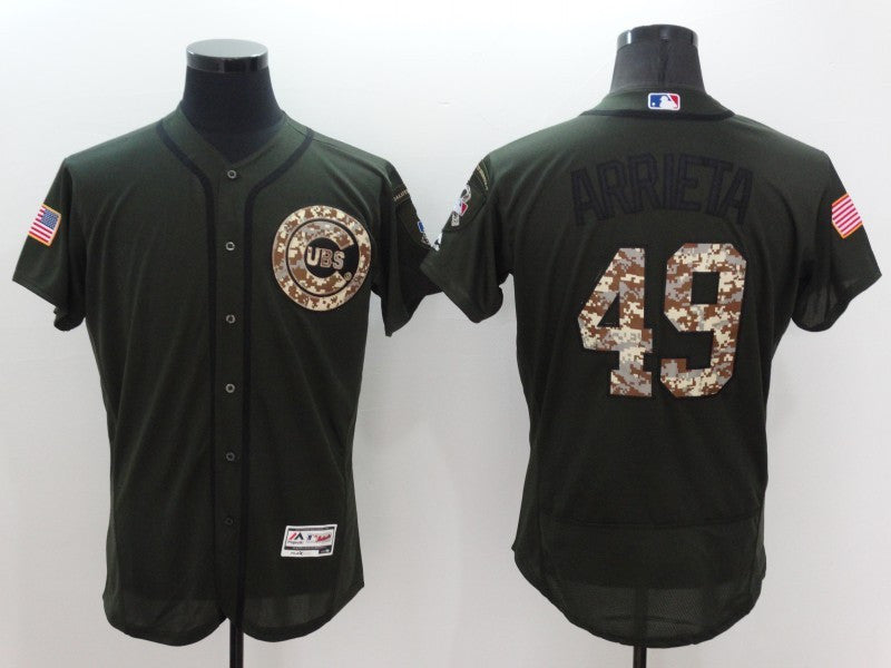 Jake Arrieta Chicago Cubs olive jersey