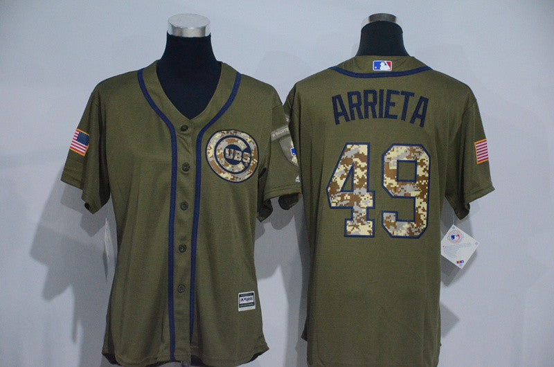 Jake Arrieta Chicago Cubs olive jersey