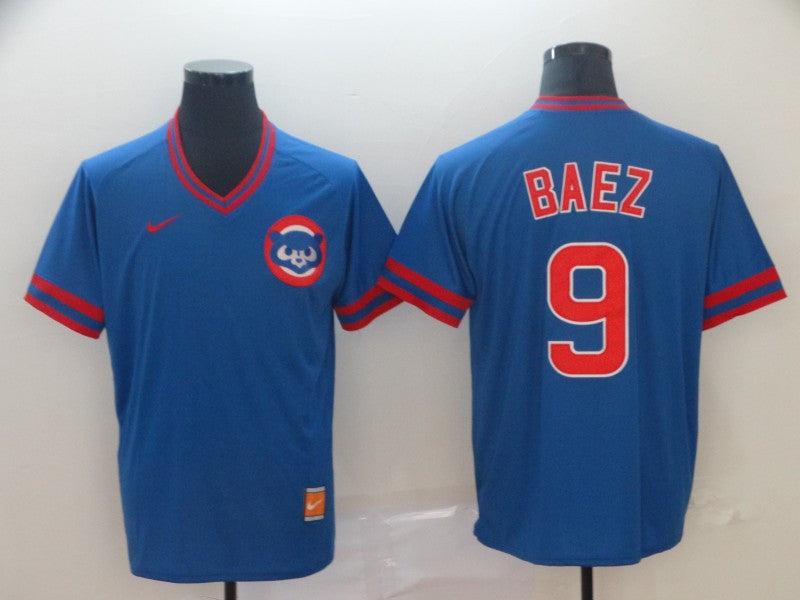Javier Baez Chicago Cubs blue Throwback jersey