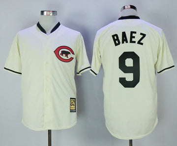 Javier Baez Chicago Cubs cream Throwback jersey