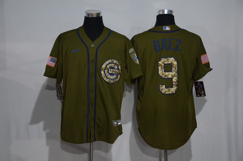 Javier Baez Chicago Cubs olive jersey