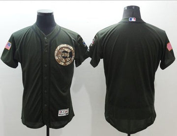 Custom Chicago Cubs green Salute To Service jersey
