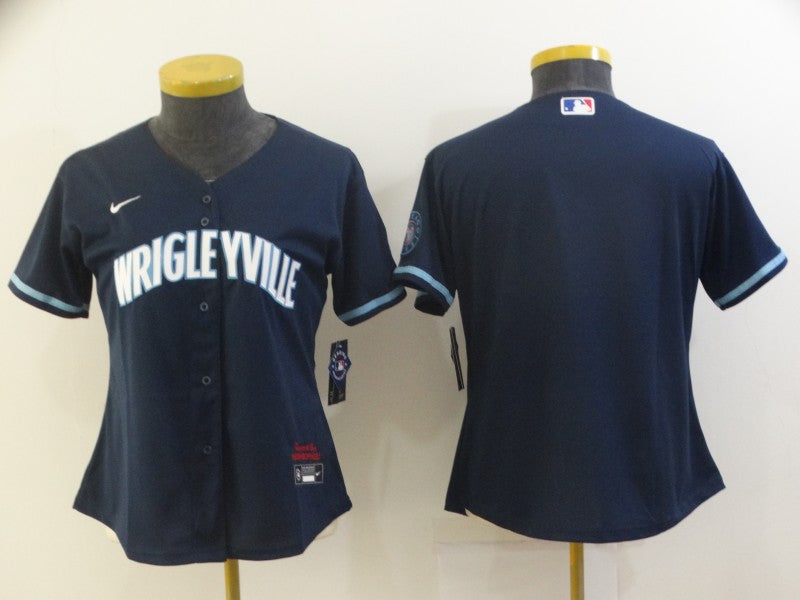 Custom Chicago Cubs navy City Connect jersey