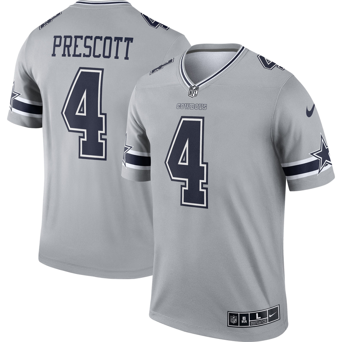 Dak Prescott Dallas Cowboys gray Inverted Legend jersey