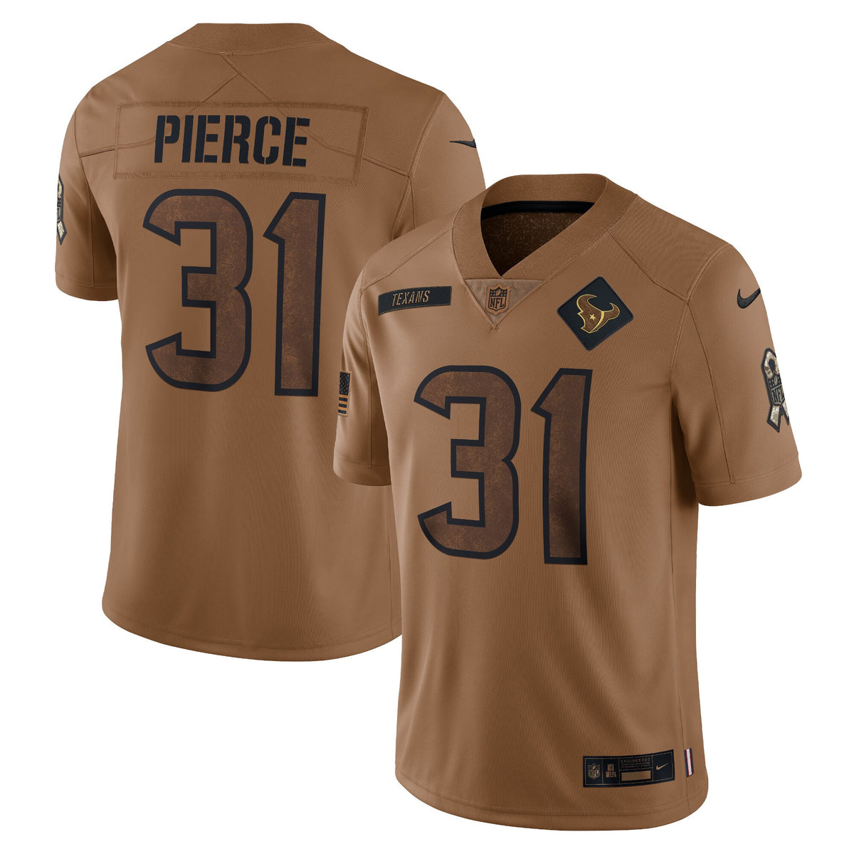Dameon Pierce Houston Texans brown Salute To Service jersey