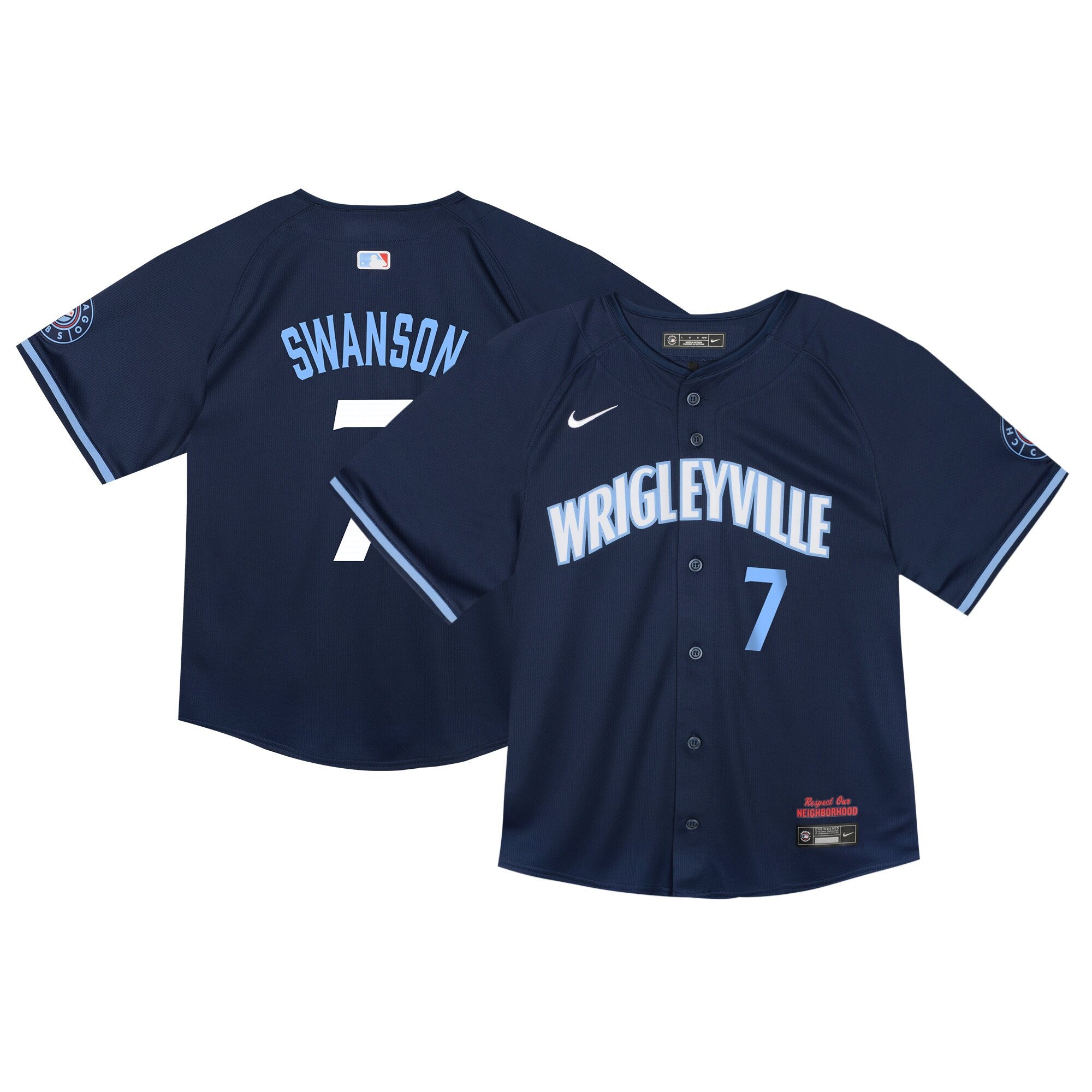 Dansby Swanson Chicago Cubs navy City Connect jersey