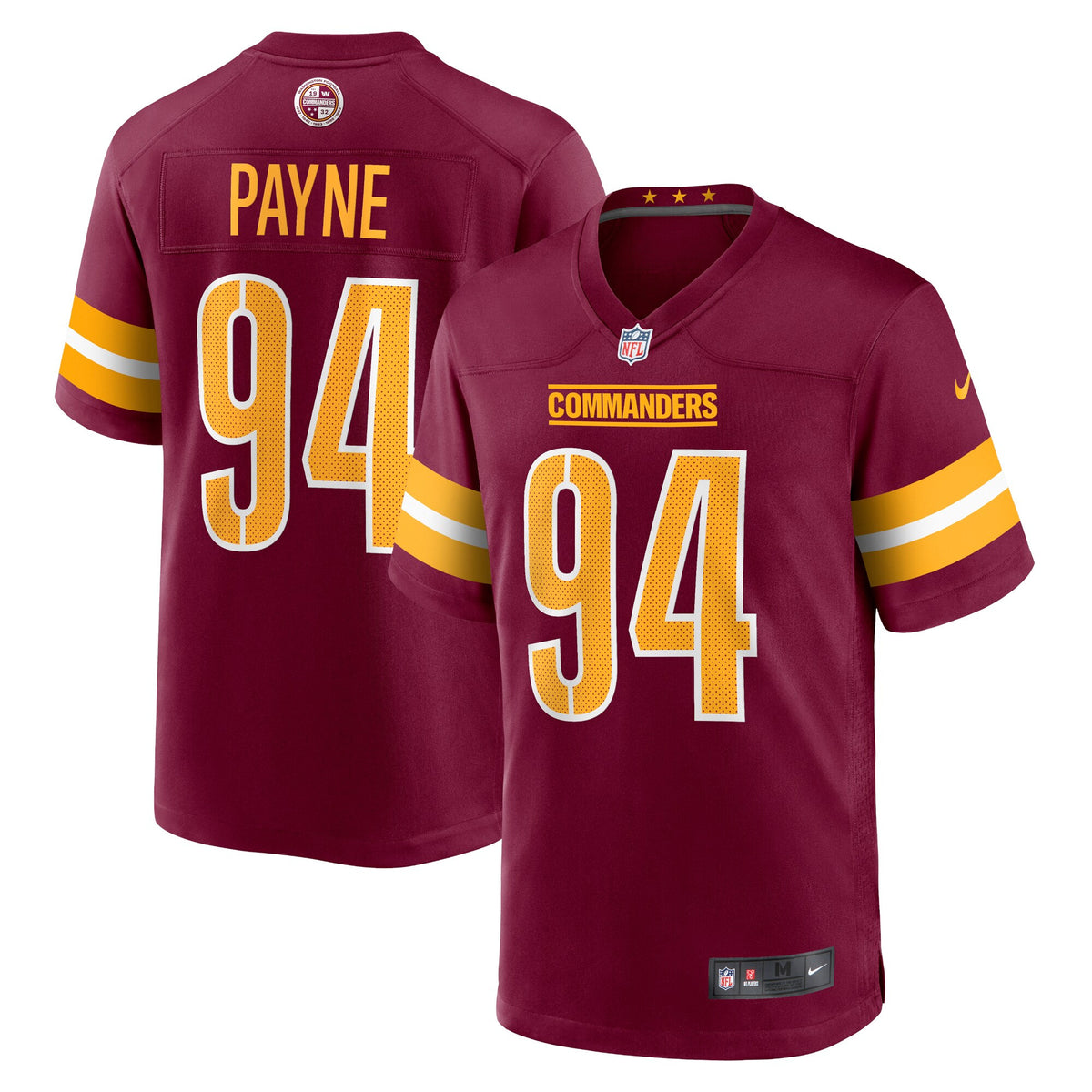 Da'ron Payne Washington Commanders burgundy jersey