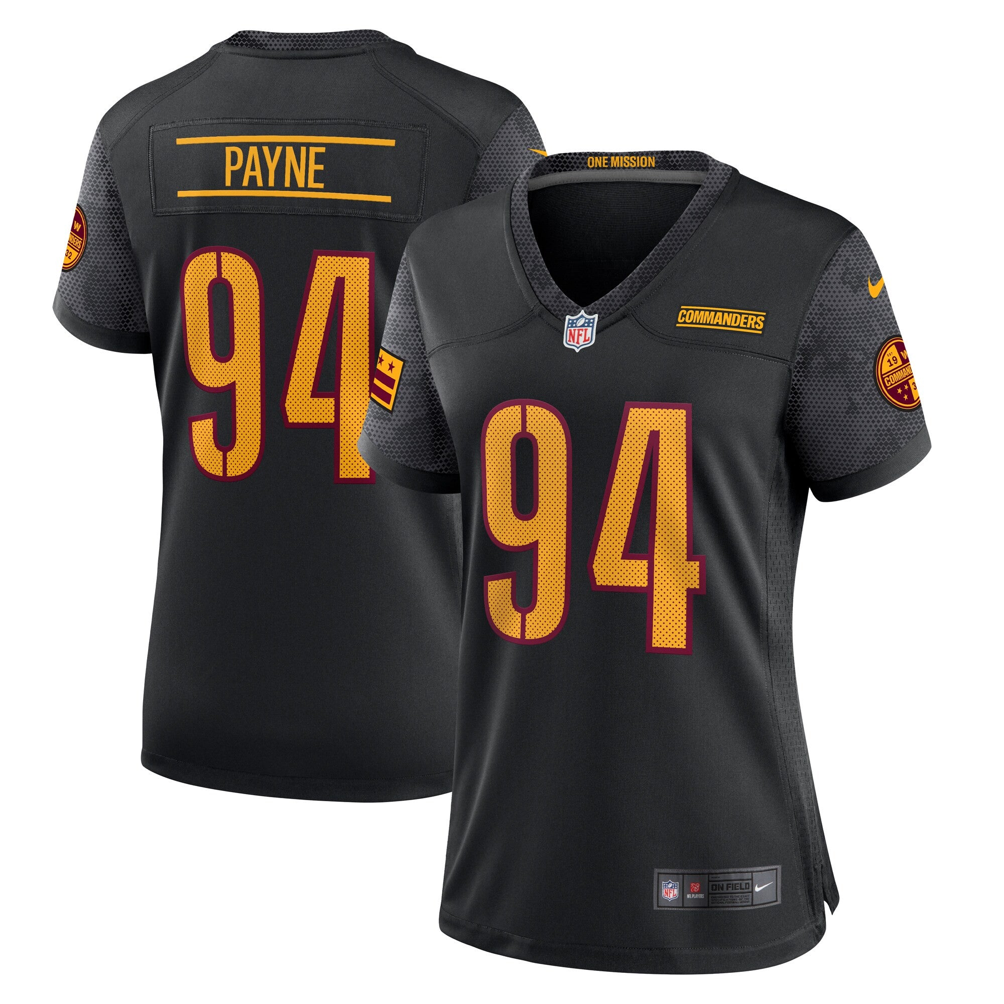 Da'ron Payne Washington Commanders black Alternate jersey