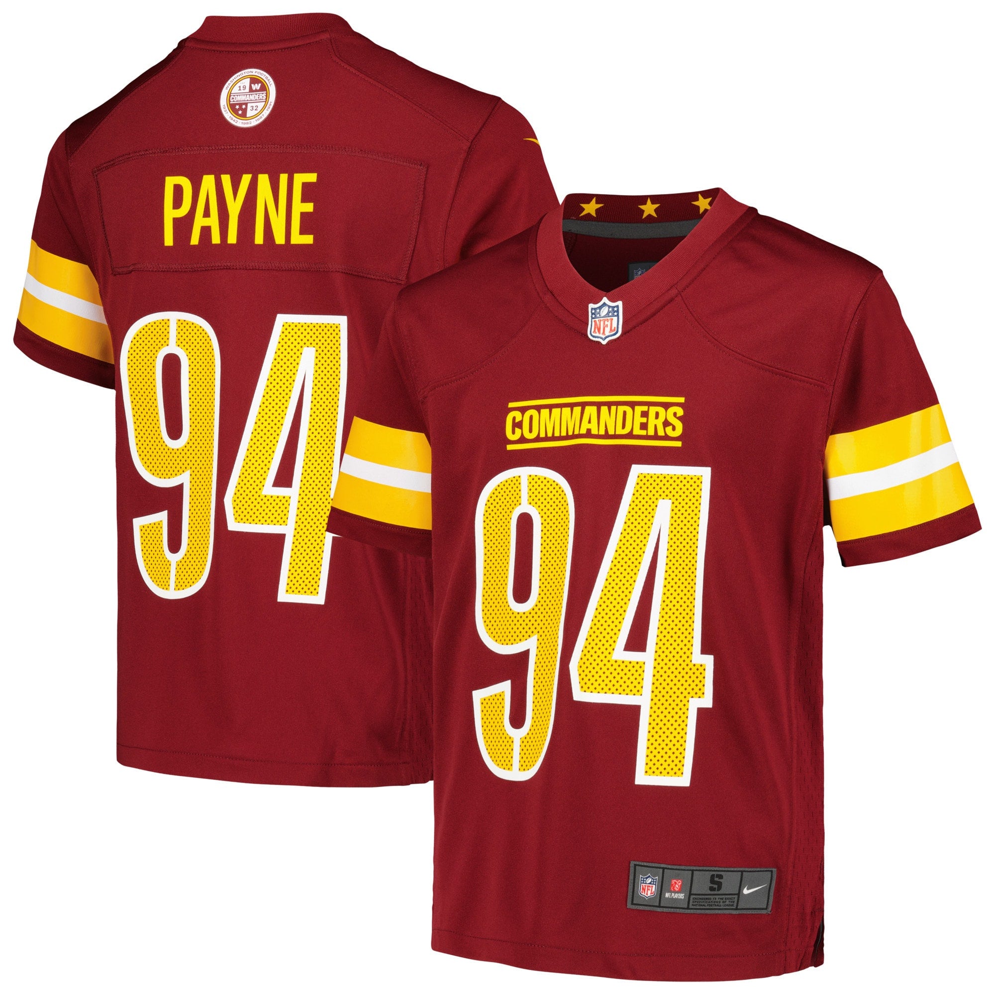 Daron Payne Washington Commanders burgundy jersey