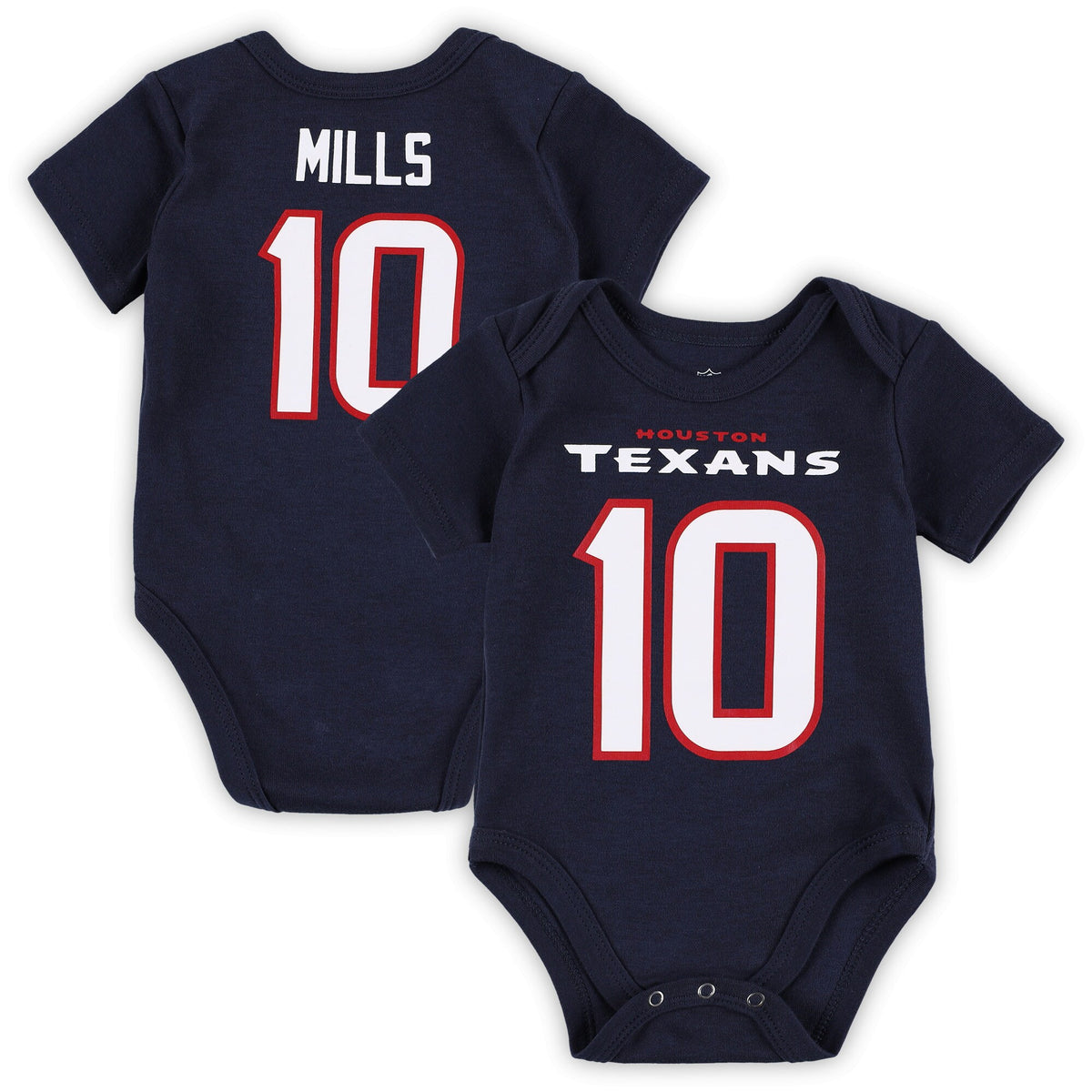 Davis Mills Newborn Bodysuit Houston Texans navy jersey
