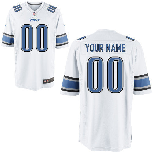 Custom Detroit Lions white Game jersey