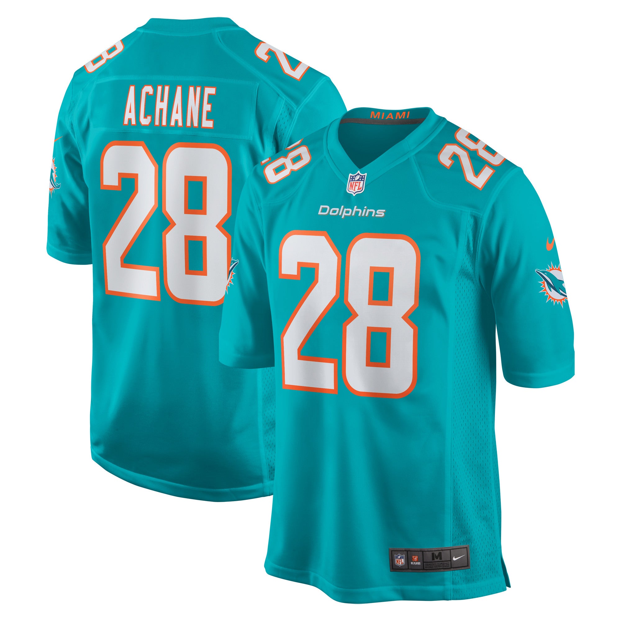 Devon Achane Miami Dolphins aqua jersey