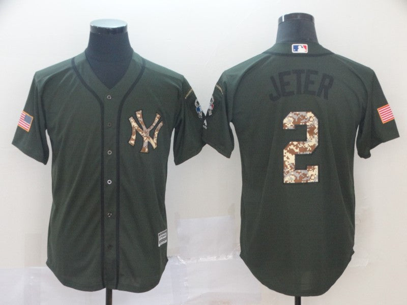 Derek Jeter Los Angeles Dodgers olive Salute To Service jersey