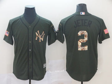 Derek Jeter Los Angeles Dodgers olive Salute To Service jersey