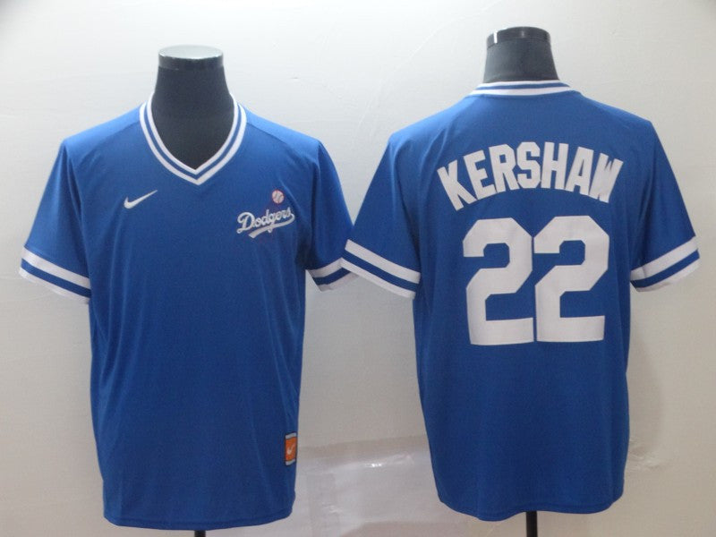 Clayton Kershaw Los Angeles Dodgers blue Throwback jersey