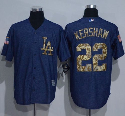 Clayton Kershaw Denim Los Angeles Dodgers blue Salute To Service jersey