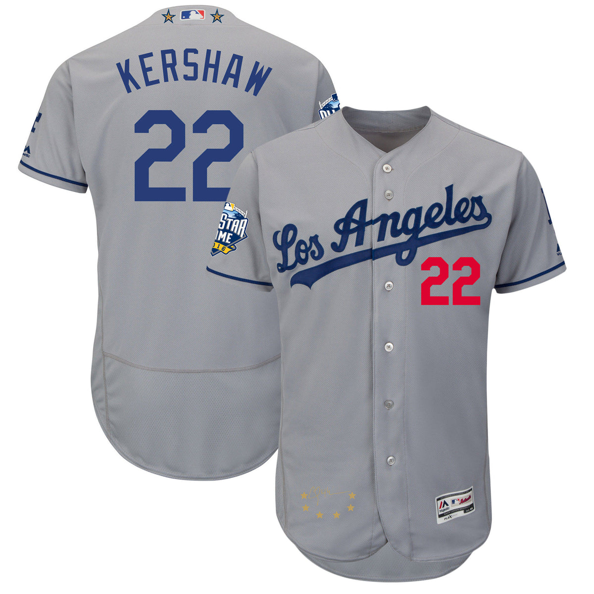 Clayton Kershaw Majestic Los Angeles Dodgers grey All-Star jersey
