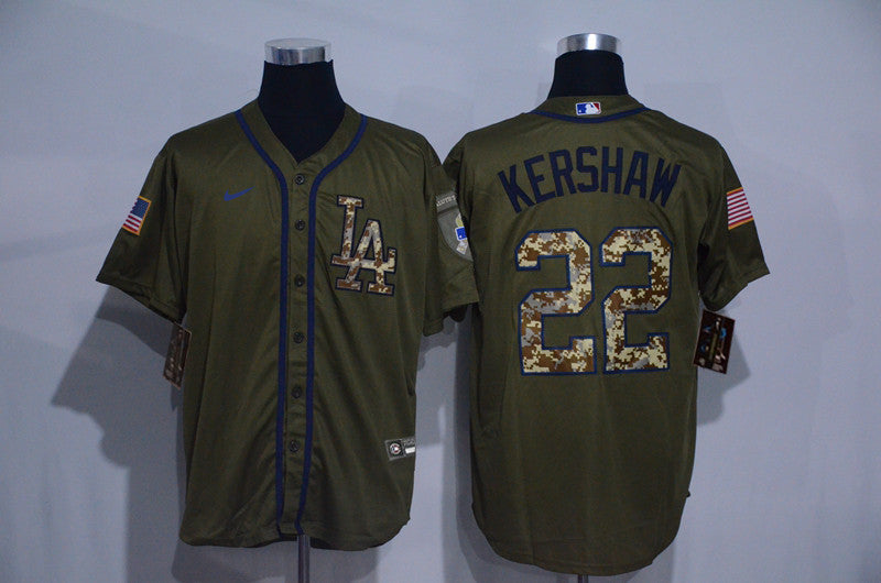Clayton Kershaw Los Angeles Dodgers olive jersey