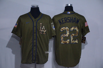 Clayton Kershaw Los Angeles Dodgers olive jersey