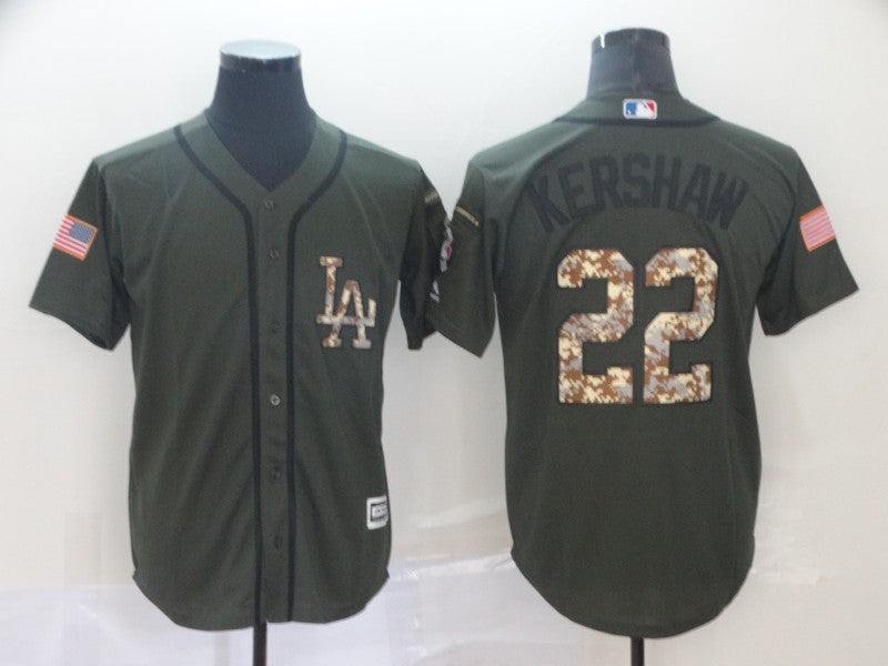 Clayton Kershaw Los Angeles Dodgers olive Salute To Service jersey