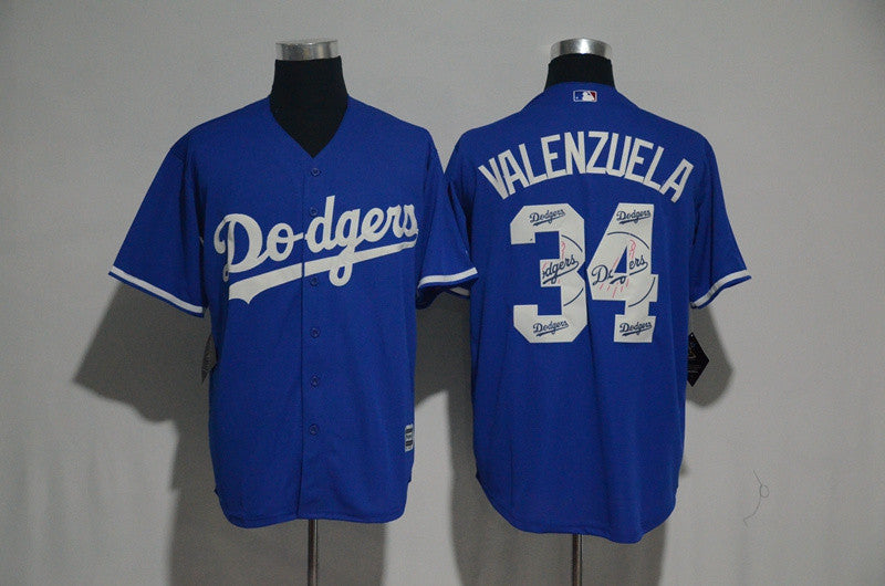 Fernando Valenzuela Los Angeles Dodgers blue jersey