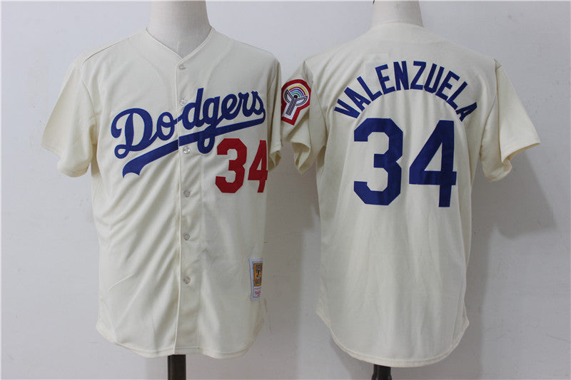 Fernando Valenzuela Los Angeles Dodgers cream Cooperstown jersey