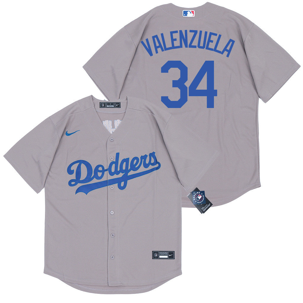 Fernando Valenzuela Los Angeles Dodgers gray jersey