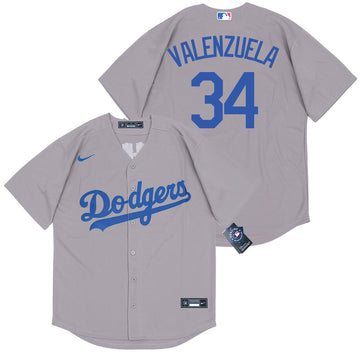 Fernando Valenzuela Los Angeles Dodgers gray jersey