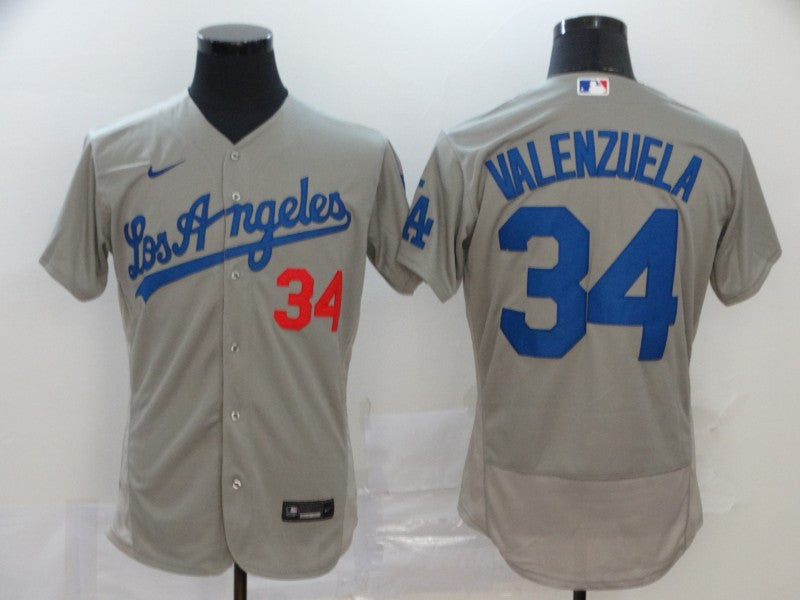 Fernando Valenzuela Los Angeles Dodgers gray jersey