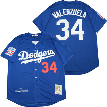 Fernando Valenzuela Los Angeles Dodgers royal Cooperstown jersey