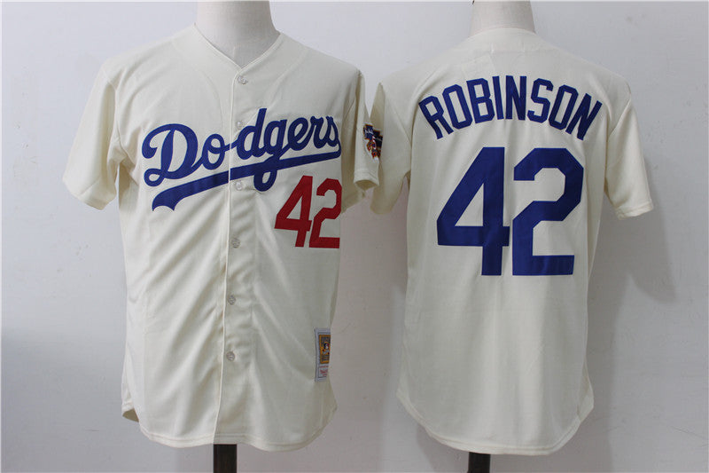 Jackie Robinson Los Angeles Dodgers cream Cooperstown jersey
