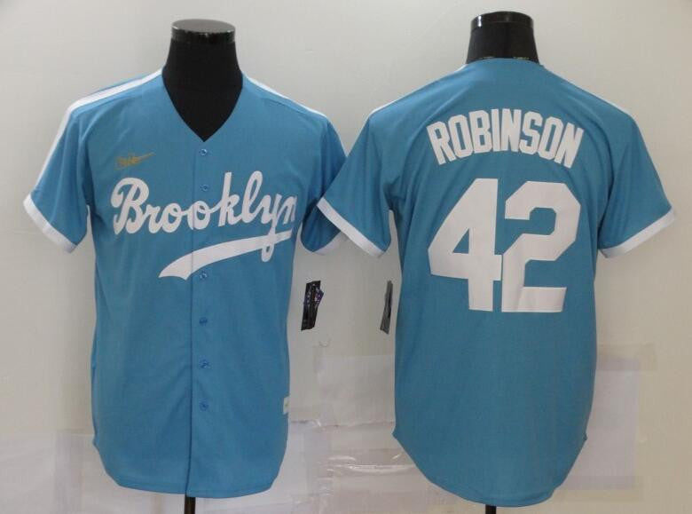 Jackie Robinson Los Angeles Dodgers blue Cooperstown jersey