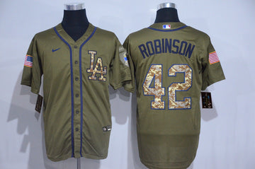 Jackie Robinson Los Angeles Dodgers olive jersey