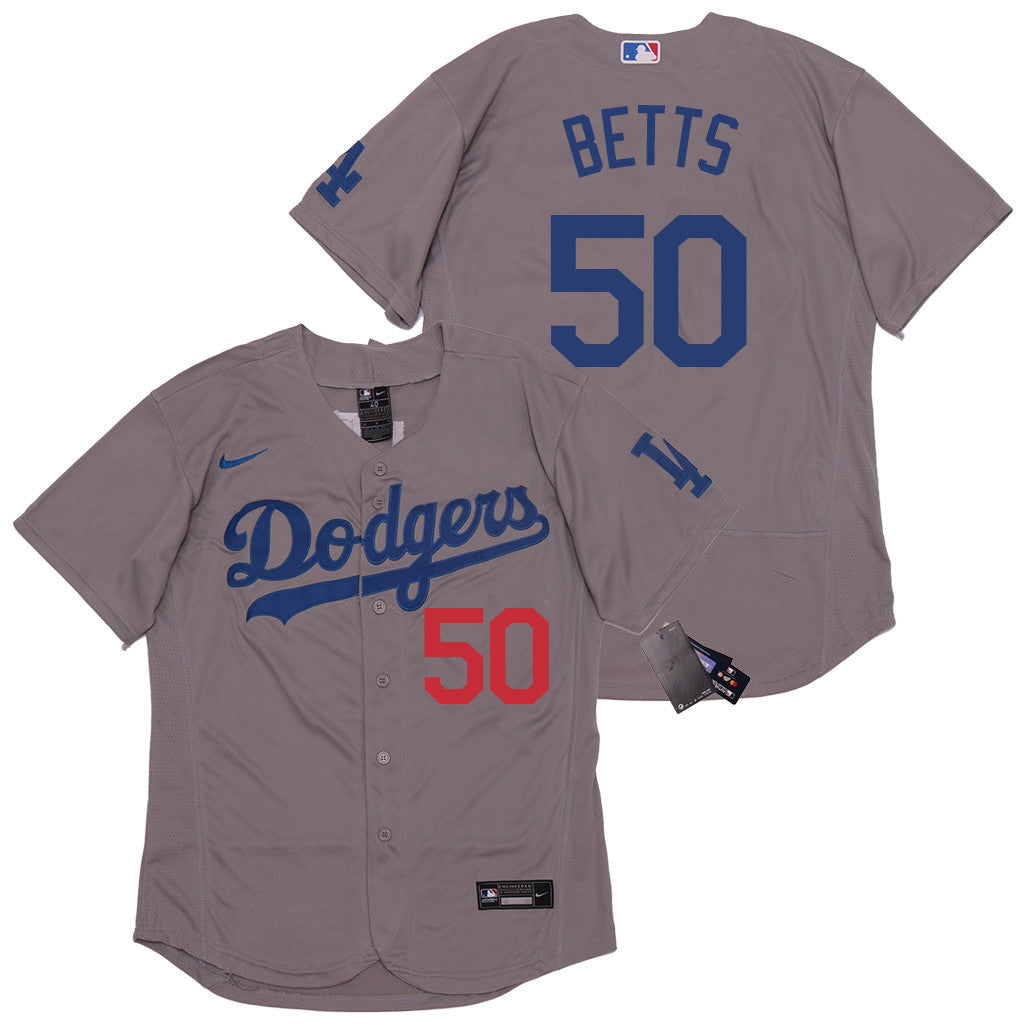 Mookie Betts Los Angeles Dodgers gray jersey