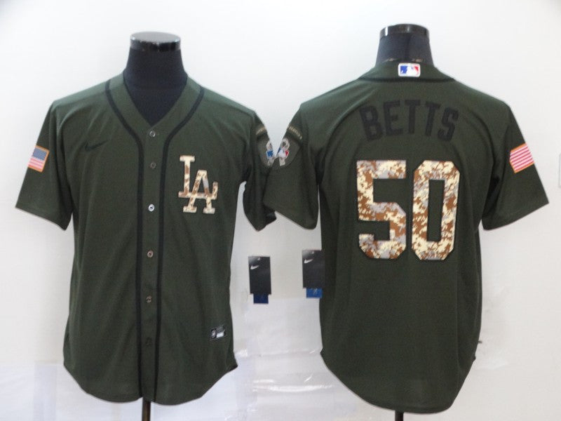 Mookie Betts Los Angeles Dodgers olive jersey