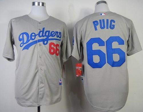 Yasiel Puig Los Angeles Dodgers grey jersey