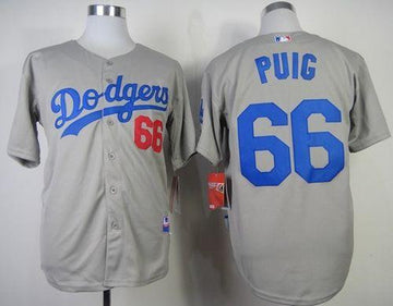 Yasiel Puig Los Angeles Dodgers grey jersey