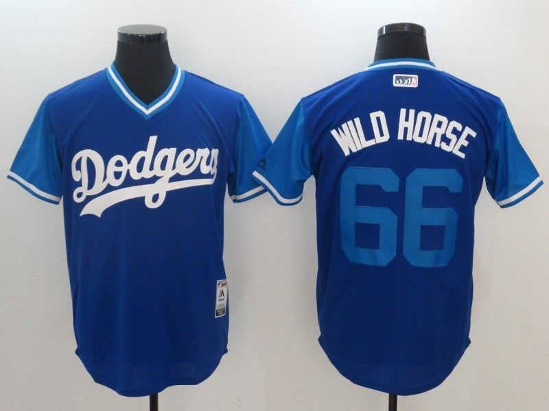 Yasiel Puig Wild Horse Majestic Los Angeles Dodgers royal jersey