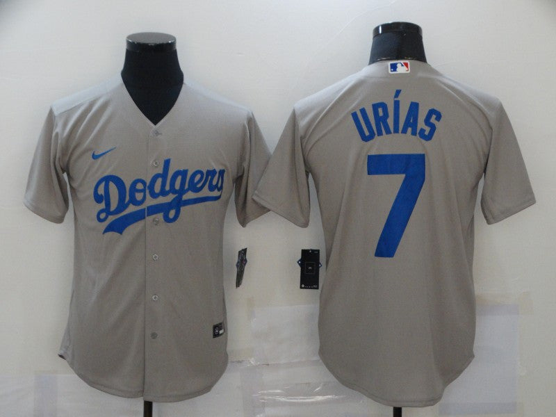 Julio Urias Los Angeles Dodgers gray jersey