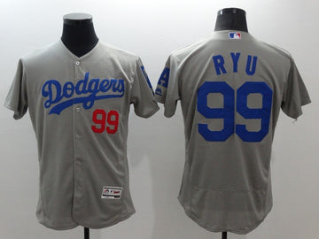 Hyun-jin Ryu Los Angeles Dodgers grey jersey
