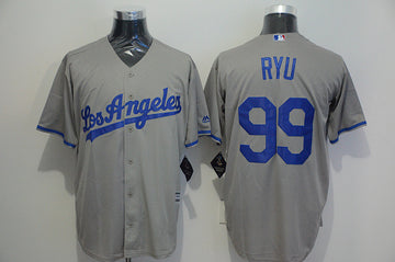Hyun Jin Ryu Los Angeles Dodgers grey jersey
