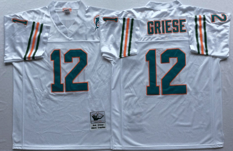 Bob Griese Miami Dolphins white Throwback jersey