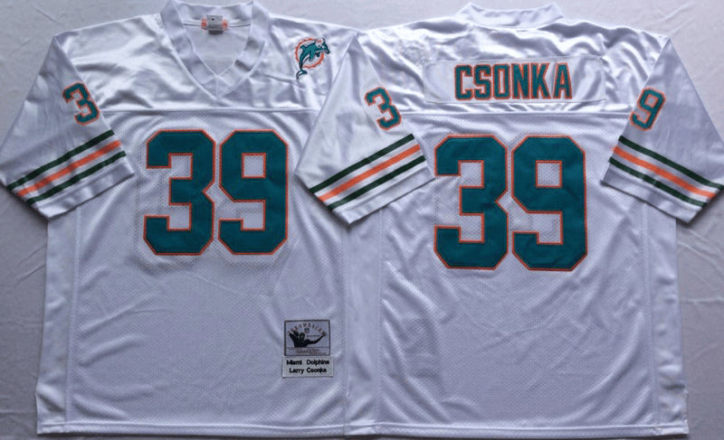 Larry Csonka Miami Dolphins white Throwback jersey