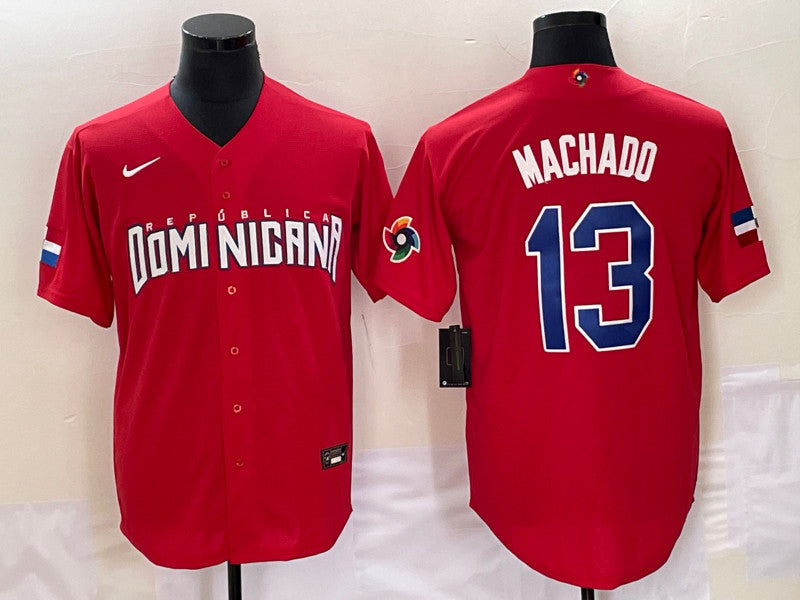 Manny Machado Dominican Republic Baseball red Classic jersey