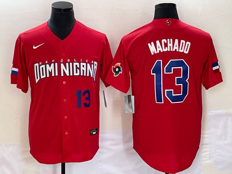 Manny Machado Dominican Republic Baseball red Classic jersey