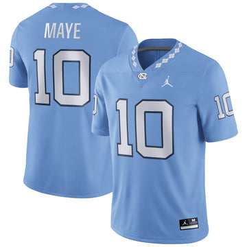 Drake Maye Jordan Brand Carolina North Carolina Tar Heels blue jersey