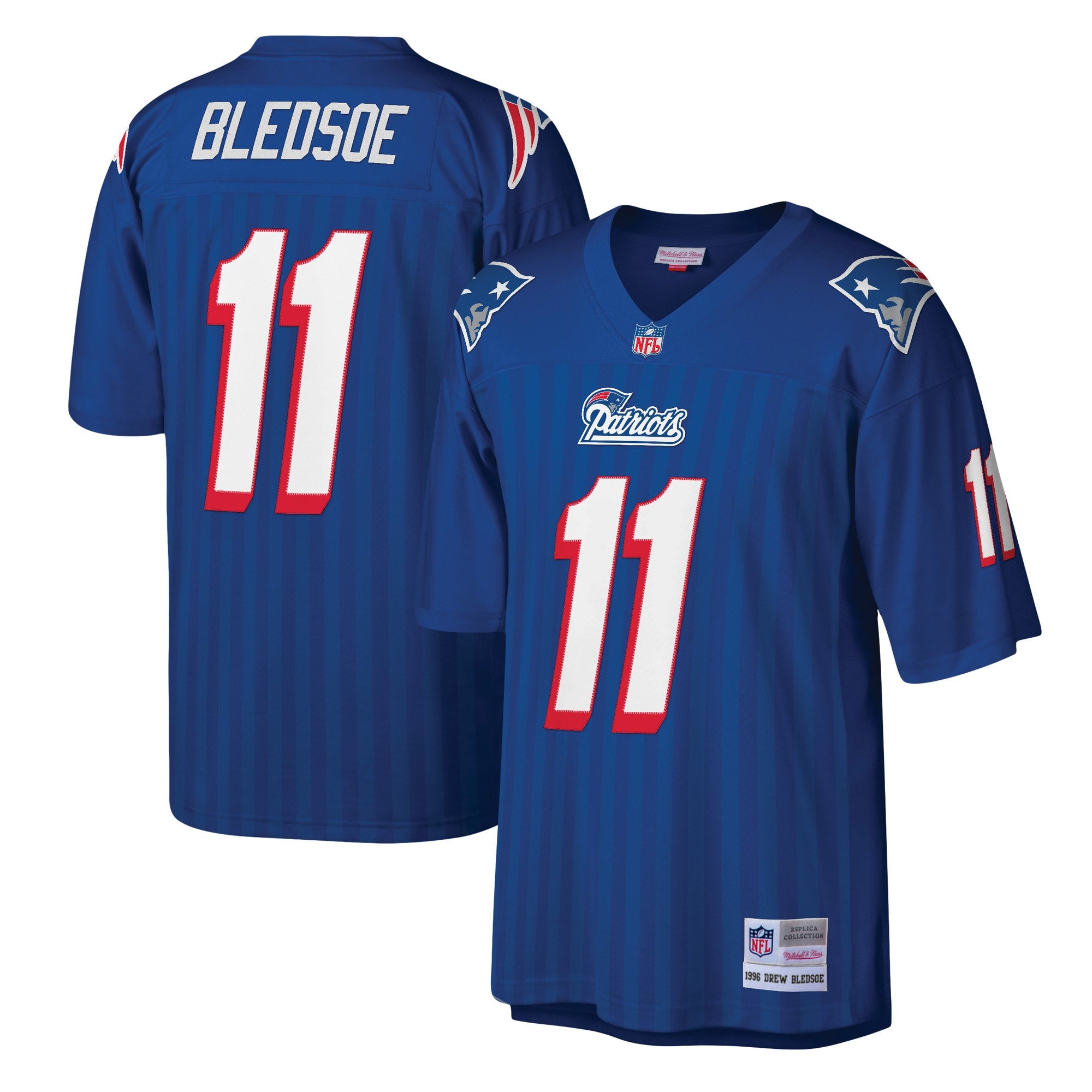 Drew Bledsoe New England Patriots royal jersey