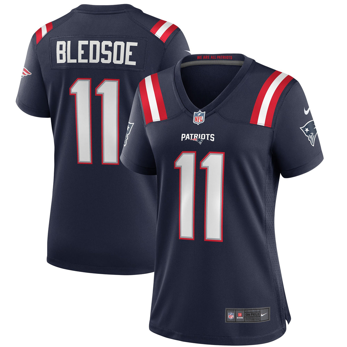 Drew Bledsoe New England Patriots navy Game jersey